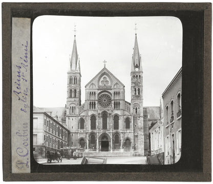 Basilique Saint-Remi de Reims, photo plaque de verre, positif 8,5x10 cm