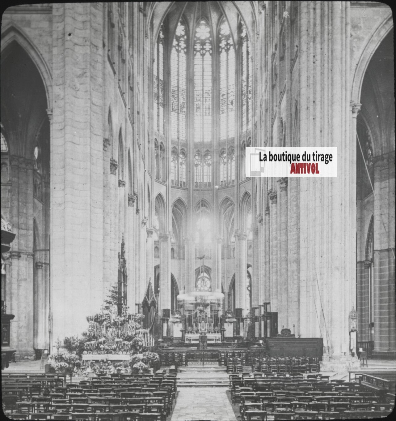 Cathédrale Saint-Pierre Beauvais, photo plaque verre, positif 8,5x10 cm