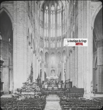 Cathédrale Saint-Pierre Beauvais, photo plaque verre, positif 8,5x10 cm