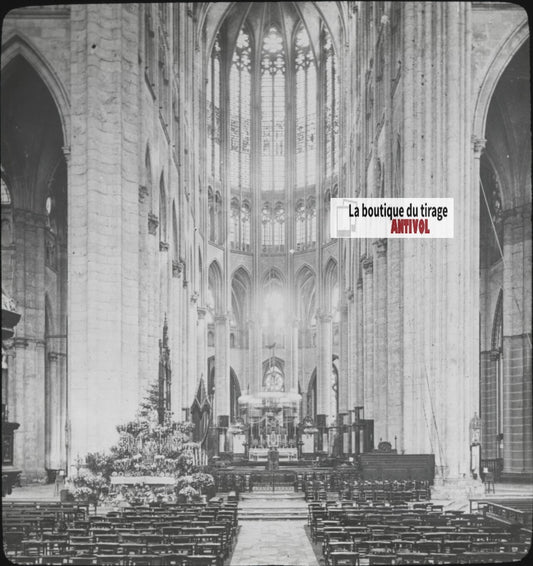 Cathédrale Saint-Pierre Beauvais, photo plaque verre, positif 8,5x10 cm