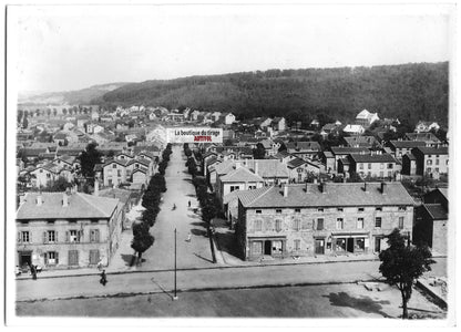 Plaque verre photo ancienne négatif noir et blanc 13x18 cm, ville en France
