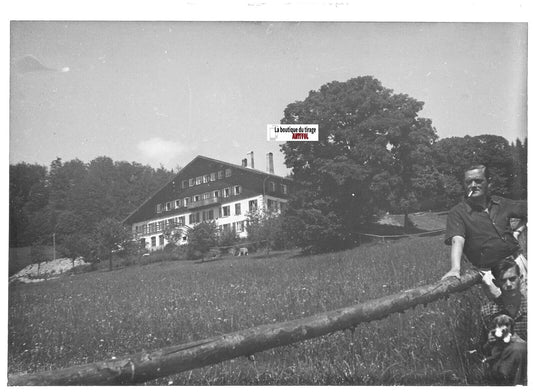 Plaque verre photo ancienne positif noir et blanc 13x18 cm Chaume des Veaux