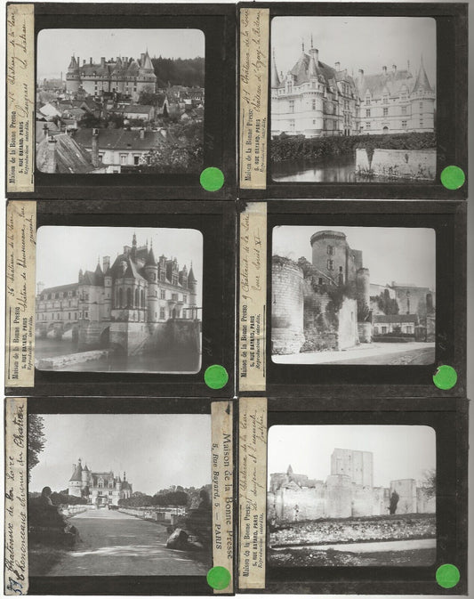 Châteaux de la Loire, photos vintage plaques de verre, lot 10 positifs 8,5x10 cm