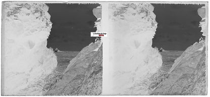 Plougasnou, Primel-Trégastel, Plaque verre stéréo négatif noir & blanc 6x13 cm