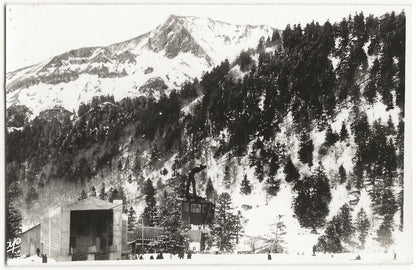 Plaque verre photo négatif noir & blanc 9x14 cm, Mont-Dore, téléphérique Sancy