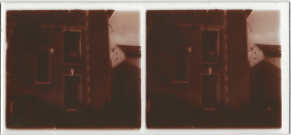 Maison de village, Plaque verre photo stéréo, positif noir & blanc 6x13 cm