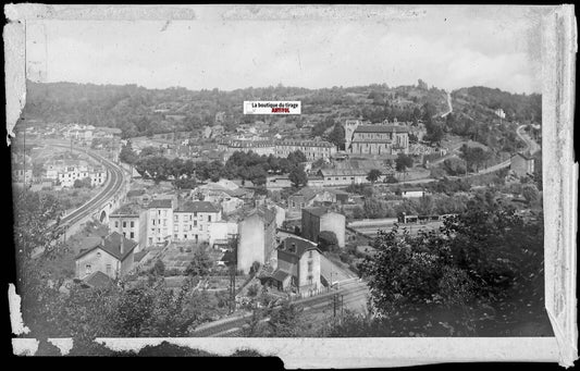 Plaque verre photo négatif noir & blanc 9x14 cm, Longuyon, Meurthe-et-Moselle