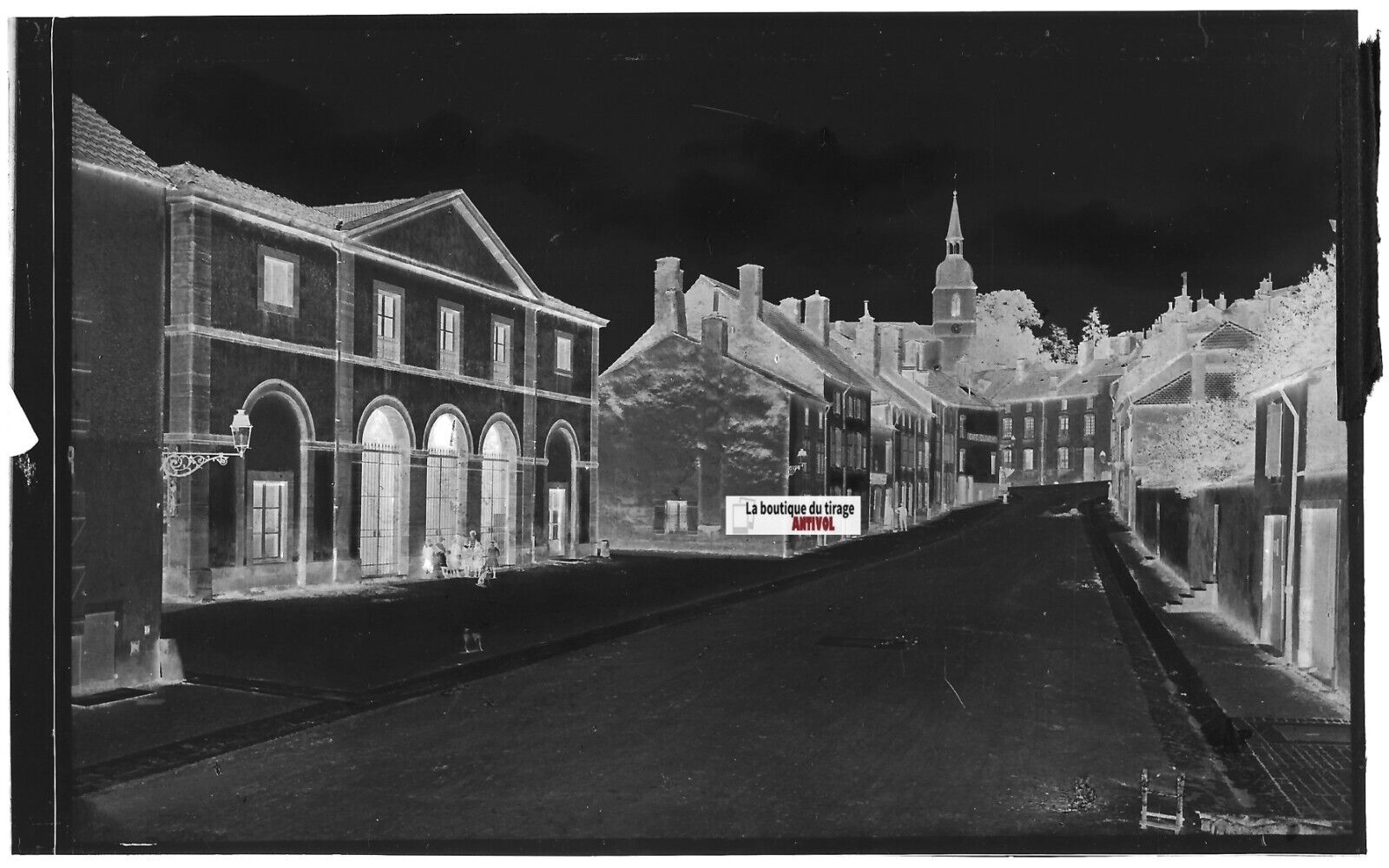 Plaque verre photo, négatif noir & blanc 9x14 cm Neufchâteau, rue Sainte-Marie