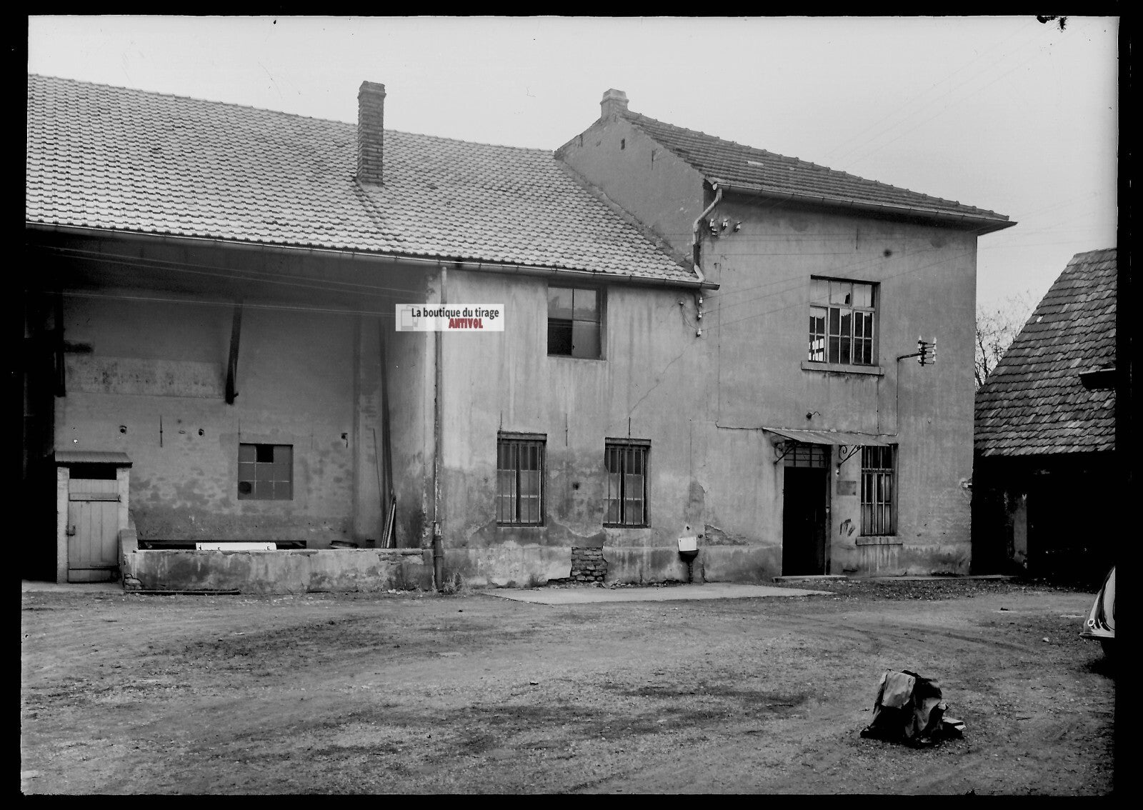 Plaque verre photo ancienne négatif noir et blanc 13x18 cm entreprise France