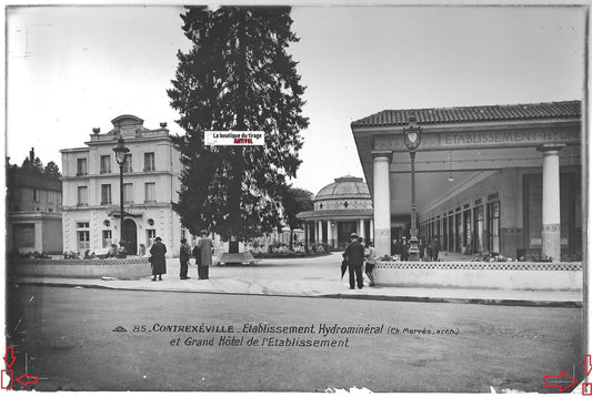 Contrexéville, Vosges, Plaque verre photo, positif noir & blanc 10x15 cm France