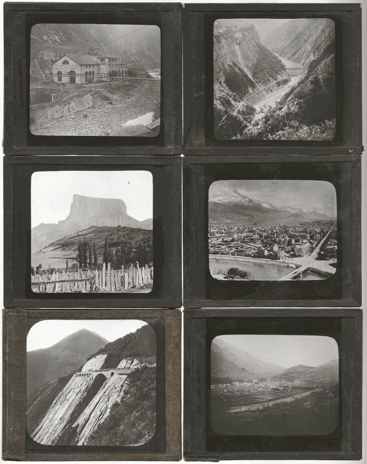 Grenoble, paysage, photos anciennes plaques de verre, lot 10 positifs 8,5x10 cm