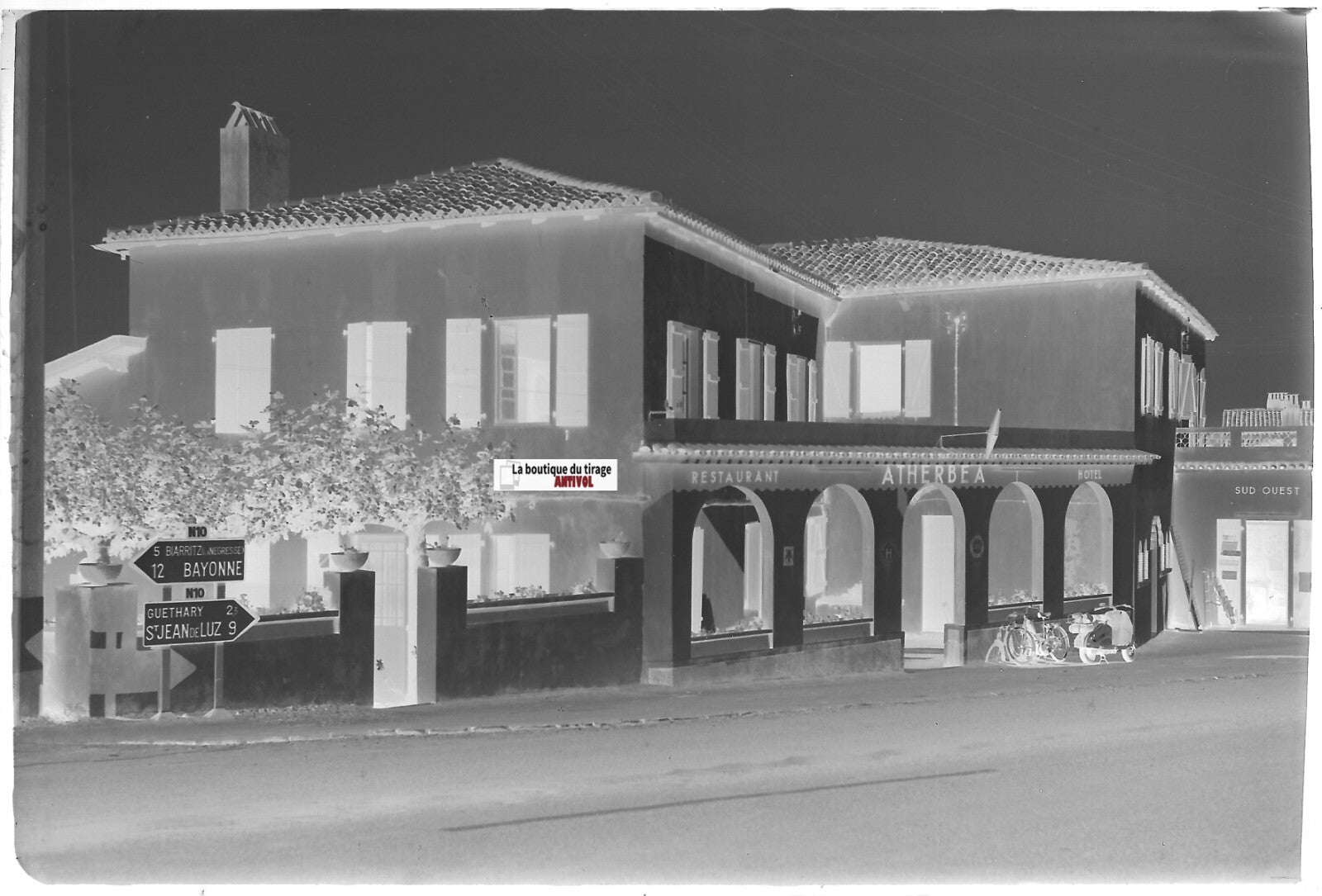 Bidart Atherbea, Plaque verre photo ancienne, négatif noir & blanc 10x15 cm