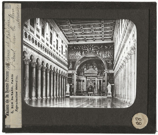 Basilique Saint-Paul-hors-les-Murs, photo plaque de verre, positif 8,5x10 cm