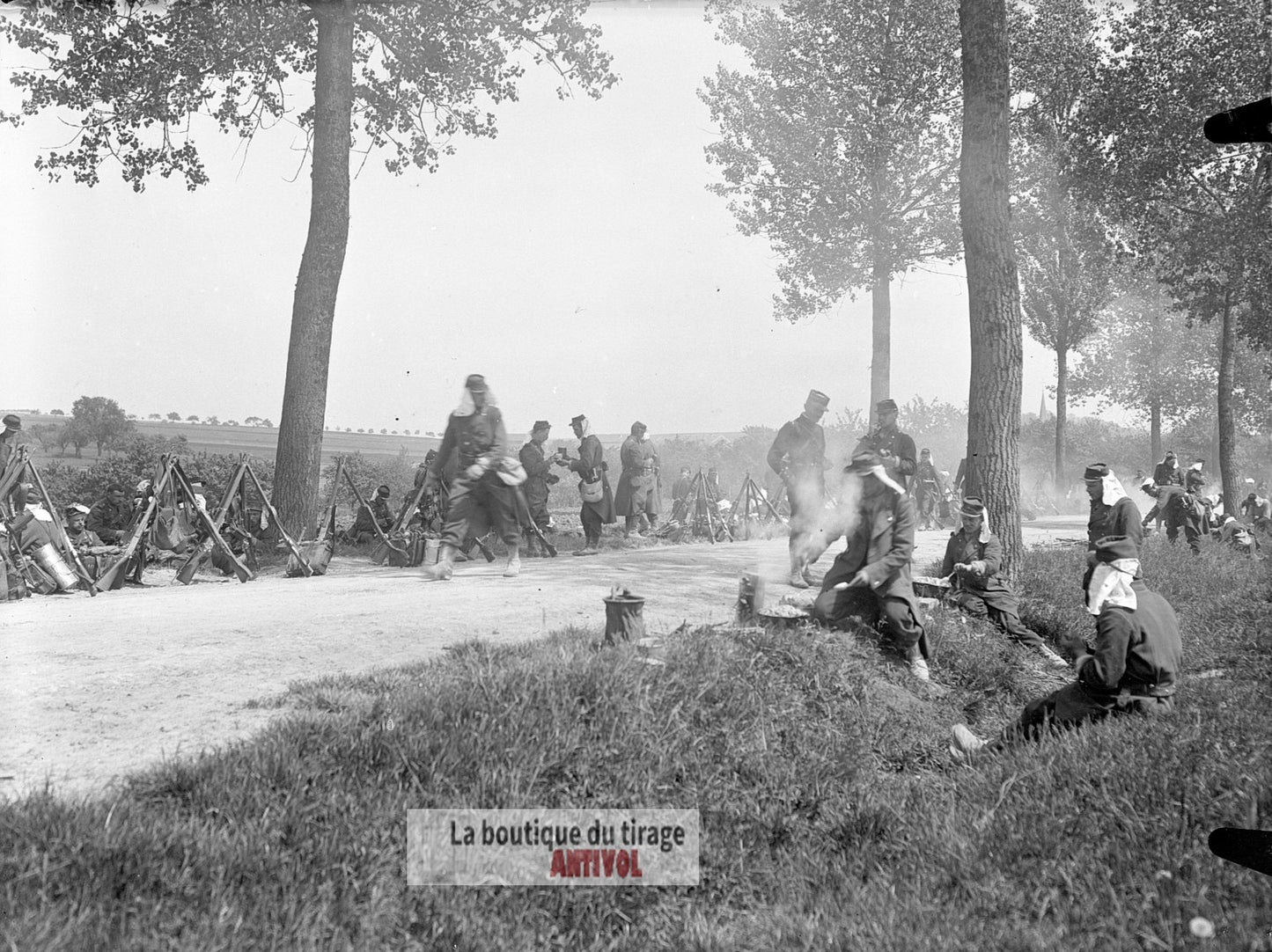 Mailly, camp la Grand'Halte, plaque verre, photo ancienne, négatif 9x12 cm
