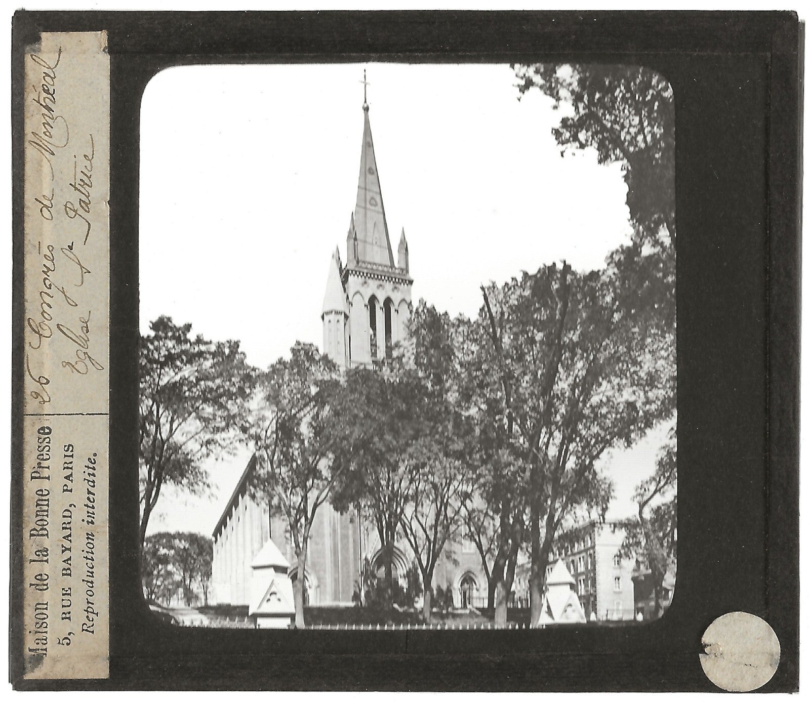 Eglise de Saint-Patrice, Québec, photo plaque de verre, positif 8,5x10 cm