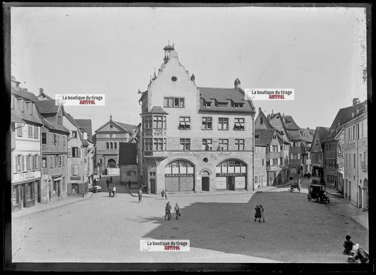 Plaque verre photo ancienne négatif noir et blanc 13x18 cm Colmar Alsace