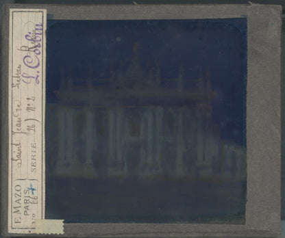 Saint-Jean-de-Latran, Rome, Italie, plaque ancienne verre couleur, 8,5x10 cm