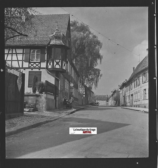 Village à situer, Plaque verre photo ancienne, positif noir & blanc 10x15 cm