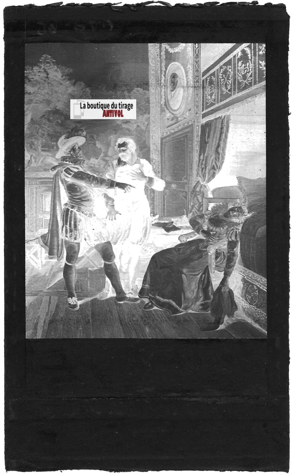 Plaque verre photo, négatif noir & blanc 9x14 cm, château de Pau, Henri IV
