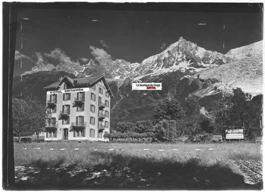 Bossons, Chamonix-Mont-Blanc, Plaque verre photo, positif noir et blanc 13x18 cm