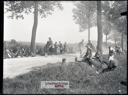 Mailly, camp la Grand'Halte, plaque verre, photo ancienne, négatif 9x12 cm
