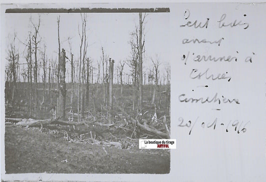 Assevillers Estrées, Plaque verre stéréo positif ancien noir & blanc 4,5x10,7 cm