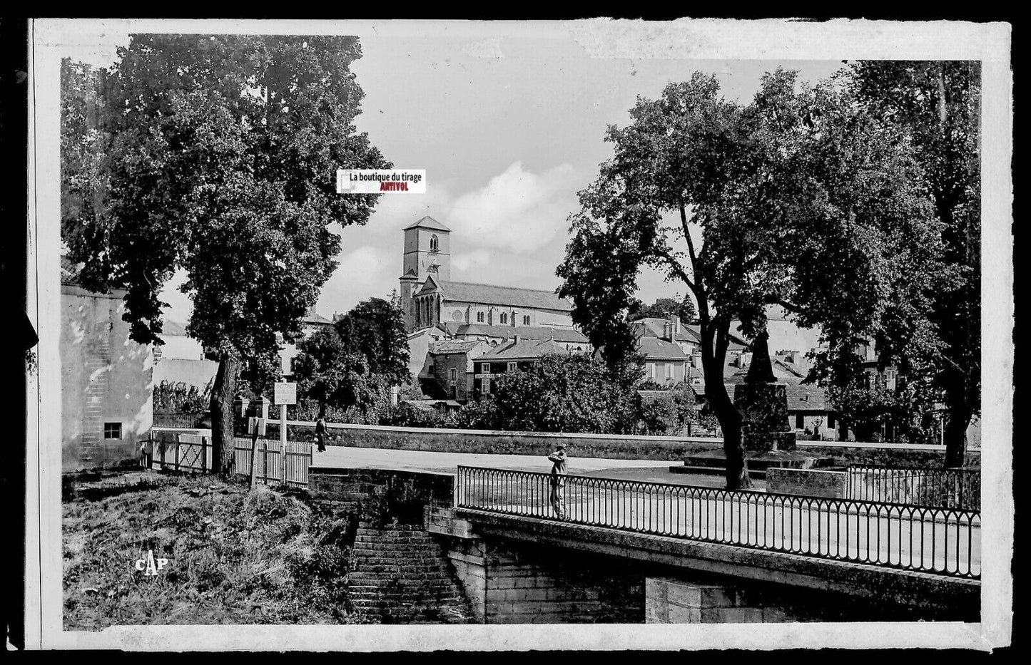 Plaque verre photo négatif noir & blanc 9x14 cm Neufchâteau église, Vosges