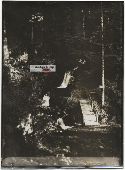 Plaque verre photo ancienne négatif noir et blanc 13x18 cm Gérardmer Roitelets