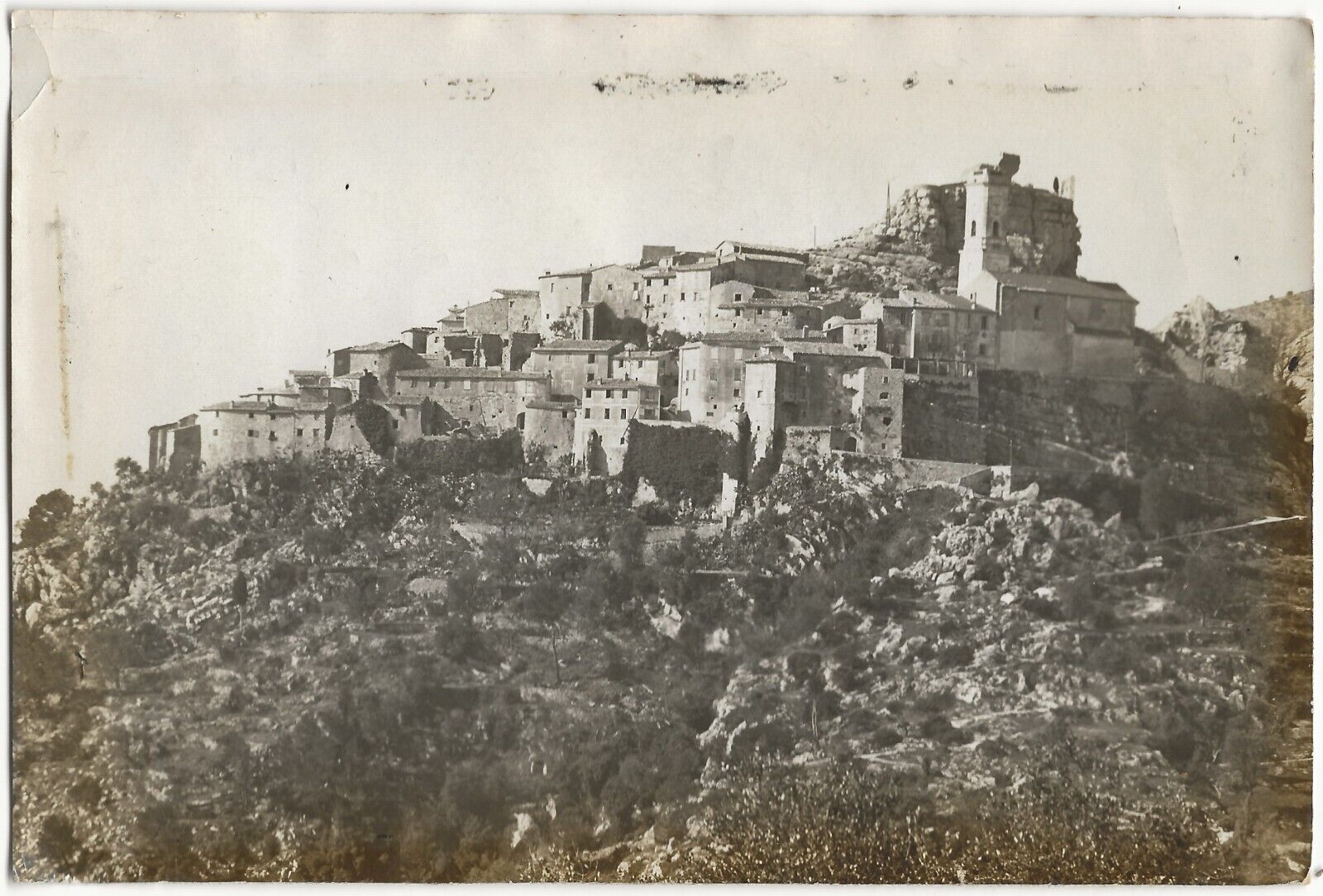 Plaque verre photo négatif noir & blanc 9x14 cm, Èze, château du roi de Suède