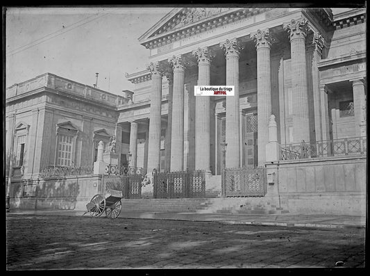 Nîmes, Palais de Justice, Plaque verre photo, négatif noir & blanc 9x12 cm