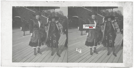 Hippodrome de Longchamp, Paris, stéréoscopie plaque verre, positif 8,5x17 cm