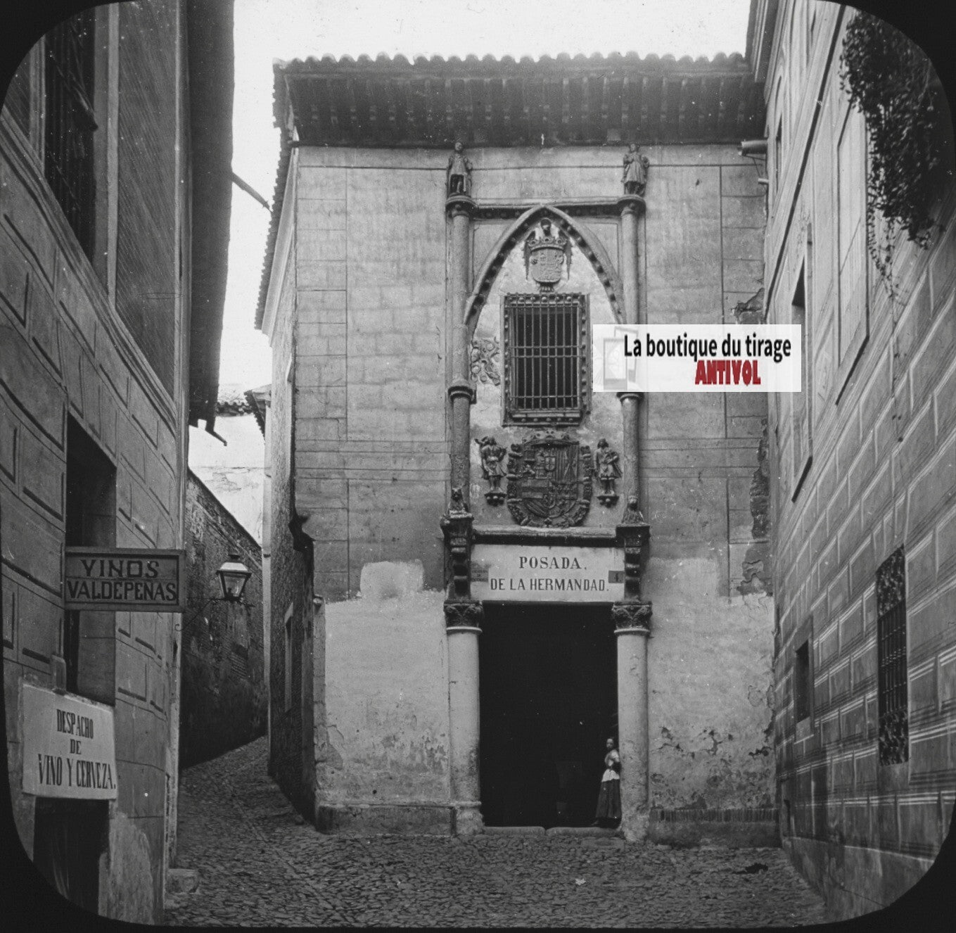 Posada de la Hermandad, Tolède, photo plaque de verre, positif 8,5x10 cm