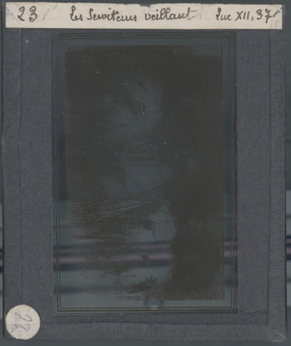 Luc, scène religieuse, dessin peinture plaque de verre, positif 8,5x10 cm