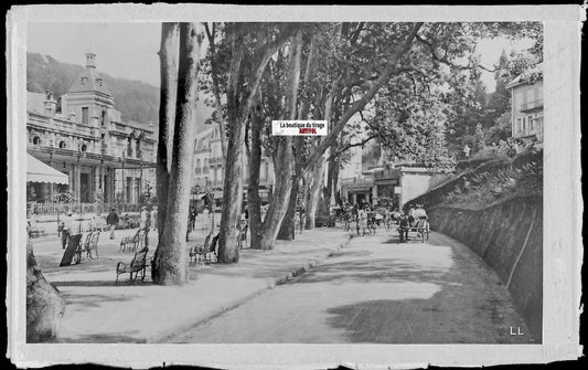 Plaque verre photo, négatif noir & blanc 9x14 cm, Plombières-les-Bains, Vosges