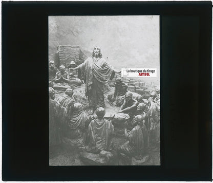 Ministère de Jésus, photo plaque verre, noir & blanc, positif 8,5x10 cm