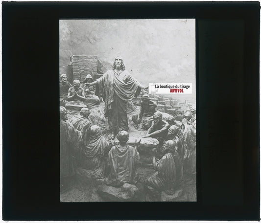 Ministère de Jésus, photo plaque verre, noir & blanc, positif 8,5x10 cm