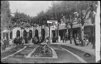 Plaque verre ancienne photo négatif noir & blanc 9x14 cm, Vichy, personnages