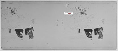 Mère, fille, Plaque verre photo stéréo, négatif noir & blanc 4,5x10,7 cm