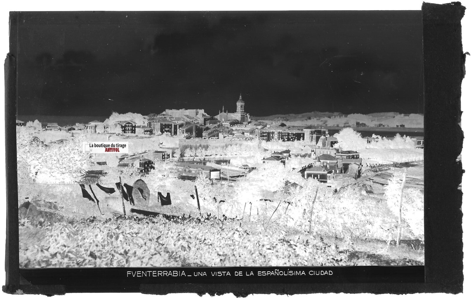 Plaque verre photo négatif noir & blanc 9x14 cm, Fuenterrabia, Espagne 0914170