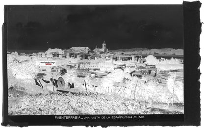 Plaque verre photo négatif noir & blanc 9x14 cm, Fuenterrabia, Espagne 0914170