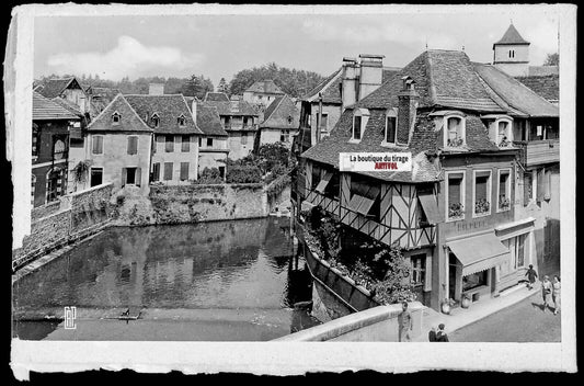 Plaque verre photo ancienne négatif noir & blanc 9x14 cm Salies-de-Béarn