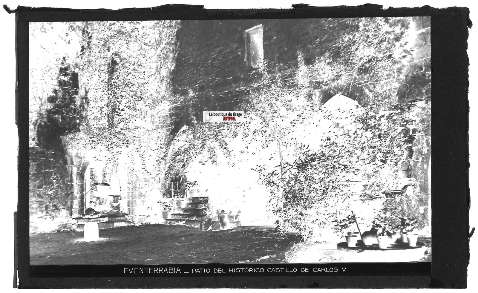 Plaque verre photo vintage négatif noir & blanc 9x14 cm Fuenterrabia 0914078