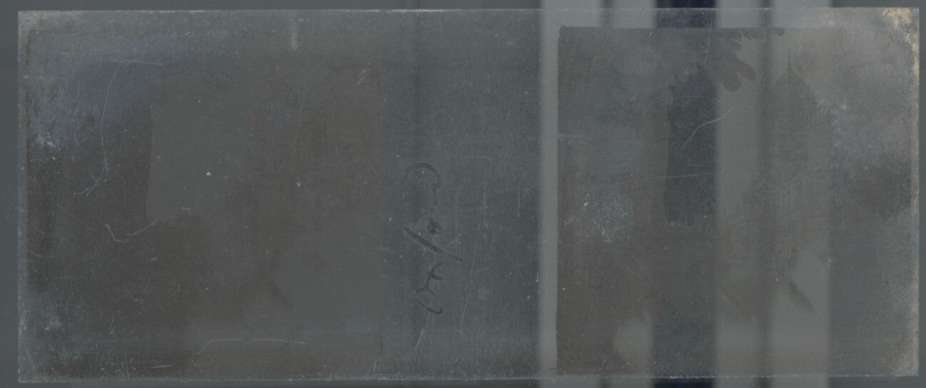 Christ Church, Oxford, Plaque verre stéréo, positif noir & blanc 4,5x10,7 cm