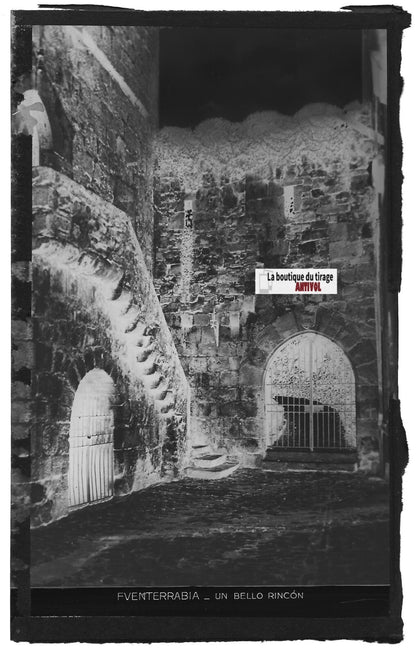 Plaque verre photo vintage négatif noir & blanc 9x14 cm Fuenterrabia 0914110
