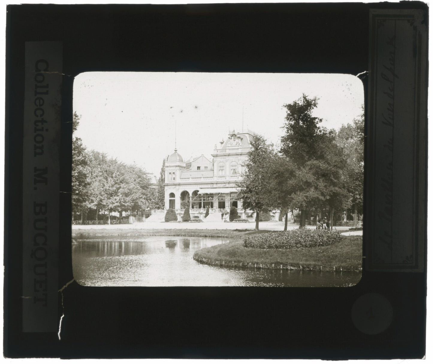 Vondelpark, Amsterdam, Pays-Bas, photo ancienne plaque verre, positif 8,5x10 cm