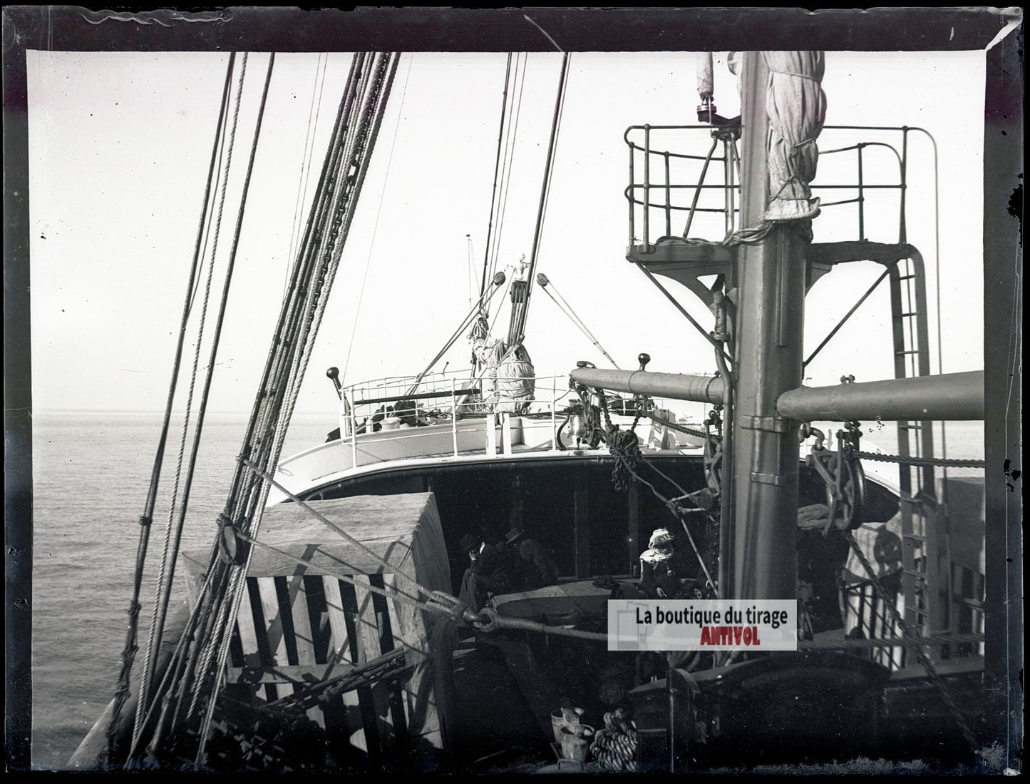Algérie, Alger, bateau mer, plaque verre photo ancienne, négatif 9x12 cm