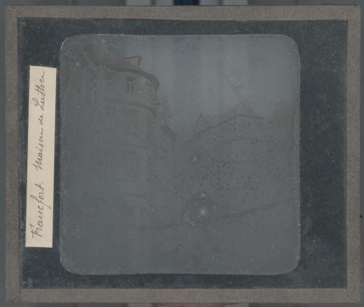 Maison de Luther, Francfort, photo ancienne plaque verre, positif 8,5x10 cm