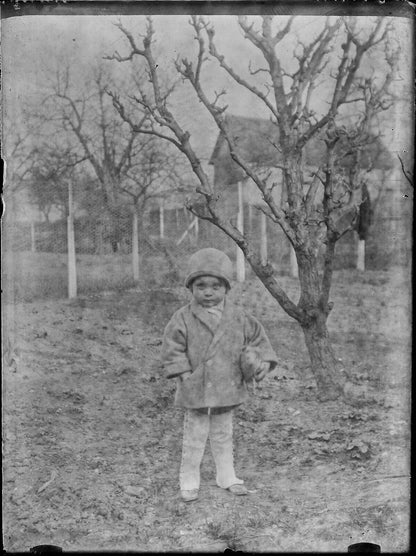 Plaque verre photo ancienne négatif noir et blanc 9x12 cm enfant glass plate 