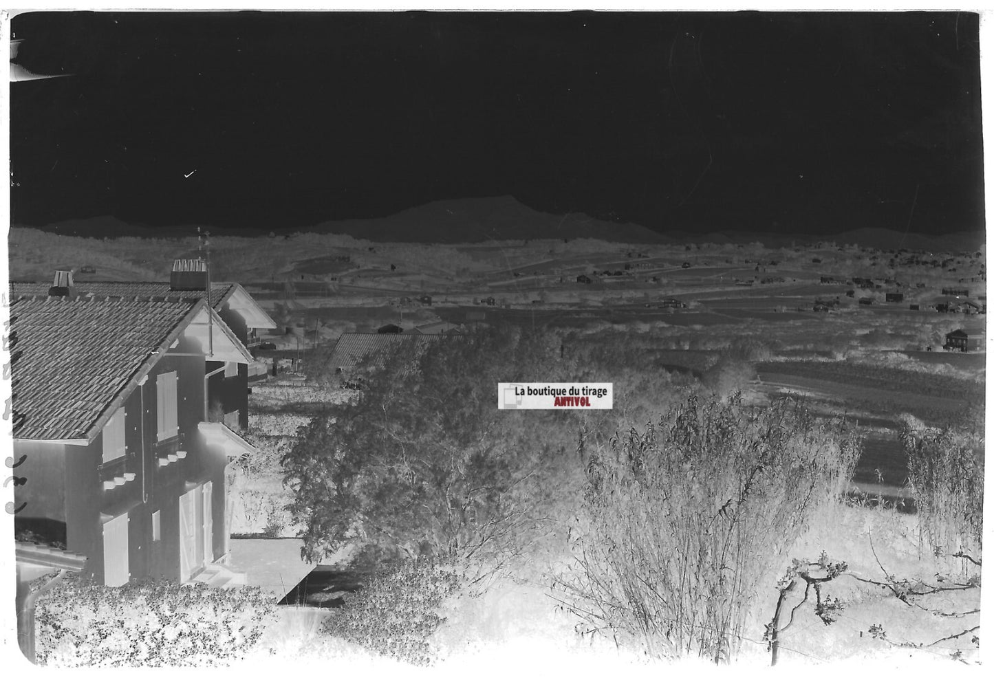 Bidart paysage, Plaque verre photo ancienne, négatif noir & blanc 10x15 cm