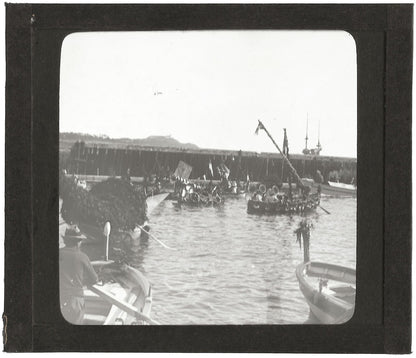 Bateaux, port, mer, fête, photo ancienne plaque de verre, positif 8,5x10 cm